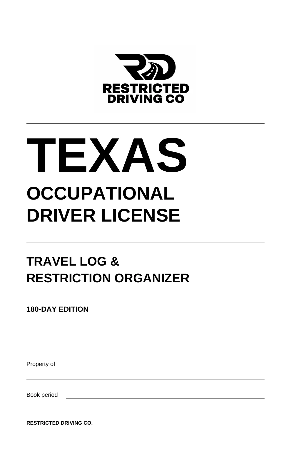 Texas Occupational Driver License Travel Log cover